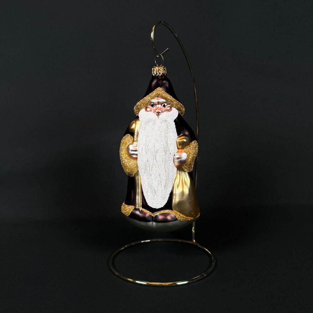 Vintage Patricia Breen Woodland Santa Bordeaux Red Christmas tree Ornament 7"